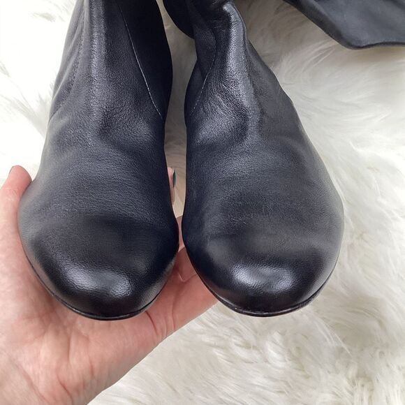 Massimo Dutti Black Leather Riding Boots Tall Boots 7.5 Equestrian Boots - Picture 7 of 8